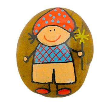 Preview: Glückwichtel in blau beige mit roter Mütze